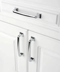 10 Pack 5 Inch Polished Chrome Kitchen Cabinet Pulls And Handles Set Solid Metal Contemporary Square Arch Cabinet Hardware installed