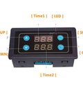 Plug And Play Delay Relay Module AC 85V-265V With LED Display Time Delay Switch 0-999S 0-999M 0-999H Digital Timer For Lights Water Pumps Engines Cycle Delay Relay Control front view with 2-digit LED display and control buttons