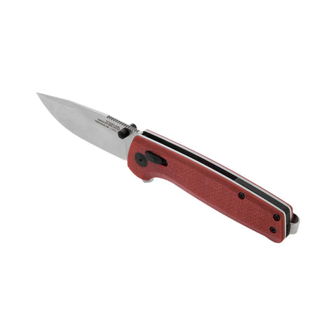 Terminus XR G10 Folding Knife With Ambidextrous Opening, Adjustable Belt Clip, G10 Handle, Stonewashed Blade, Crimson Finish