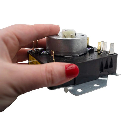 Gas Clothes Dryer Timer Replacement 115V 60Hz 3W Model Specific Not Universal Compatible With WPW10185981 AP6016540 held in hand