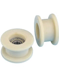 Industrial Grade Nylon Heavy Duty V Groove Wheel For Sliding Gate Casters And Emergency Door Track Guide Roller, white nylon roller with steel bearing.