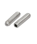 Pro Grade M4 X 16 Millimeter 304 Stainless Steel Ball Point Set Screws featuring a hex socket drive, two screws shown.