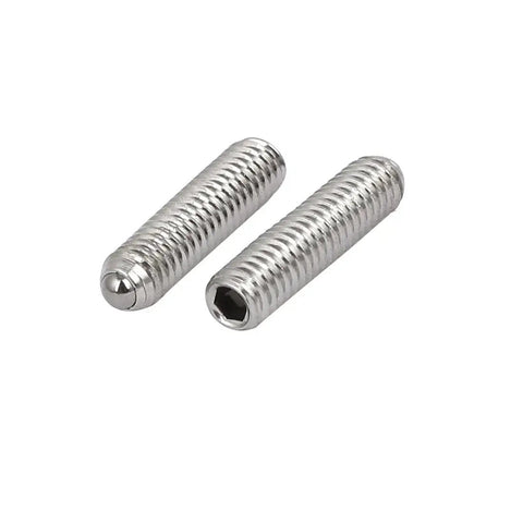 Pro Grade M4 X 16 Millimeter 304 Stainless Steel Ball Point Set Screws featuring a hex socket drive, two screws shown.