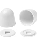Universal Toilet Bolt Caps Set 4 Pack With Round White Push On Covers And Extra Washers For Easy Installation Conceal Toilet Bowl Fasteners
