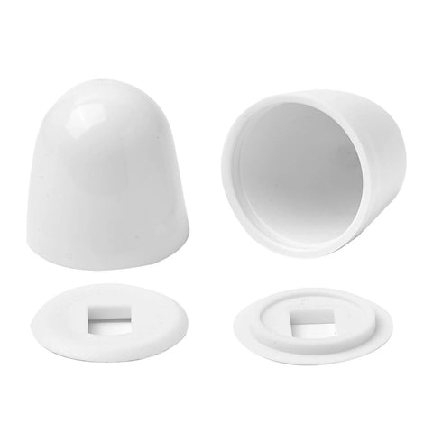 Universal Toilet Bolt Caps Set 4 Pack With Round White Push On Covers And Extra Washers For Easy Installation Conceal Toilet Bowl Fasteners