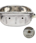 Built Like A Tank Automatic Water Trough With Float Valve For Dogs Cattle Horses And Goats Rustproof Stainless Steel Bowl top view showing valve hole.