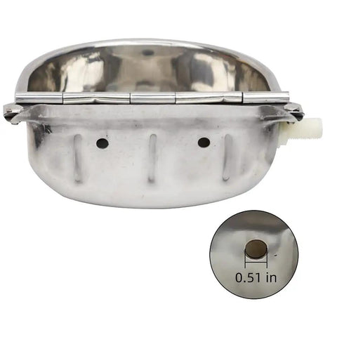 Built Like A Tank Automatic Water Trough With Float Valve For Dogs Cattle Horses And Goats Rustproof Stainless Steel Bowl top view showing valve hole.