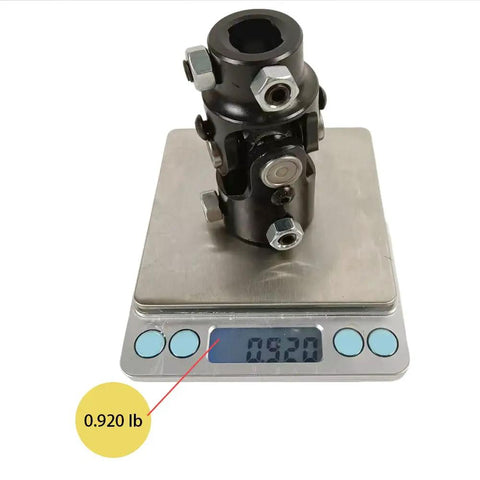 Double D Steering Universal Joint Shaft One Inch By Three Quarter Inch Black U Joint 83mm Total Length 4000 RPM Max on scale