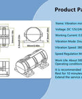 Diagram of Beast 24V DC Vibration Motor 3800 RPM Heavy Duty Compact Unit With Double Eccentric Wheel Rugged Plastic Shell