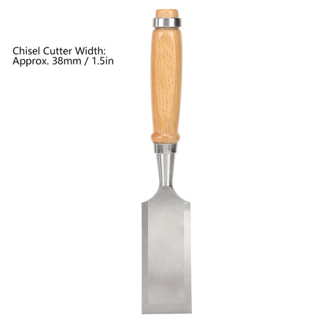 Pro Level Wood Chisel Set With Sturdy Wooden Handles And Razor Sharp Steel Blades Built Tough For smooth carving, 1.5in wide blade.