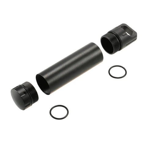Portable Survival Waterproof Pill Container For Outdoor EDC Gear, CNC Machined Aluminum Bottle, shown disassembled