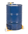 55 Gallon Heavy Duty Drum Dolly With Swivel Wheels And 1200 Lbs Capacity, Adjustable Ergonomic Handle For Easy Maneuvering And Secure Barrel Transport In Shops, Garages, And Warehouses, supporting blue steel drum