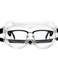 Two Pack White Safety Goggles, Adjustable Elastic Strap, Lightweight PVC Frame With Anti Fog Lenses, shown front view