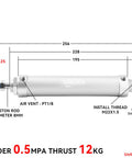 Built Tough Pneumatic Air Cylinder 20mm Bore 125mm Stroke Double Acting With 8mm Fittings Port Size PT 1 8 Aluminum Body
