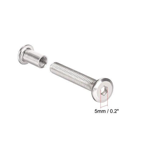 Durable M8x50mm Screw Posts For 3/8 Inch Hole Leather Fasteners Binding Bolts Set Carbon Steel for leather crafting and photo albums.