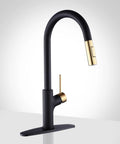 Boss Black And Gold Kitchen Faucet With Pull Down Magnetic Docking Sprayer Stainless Steel RV Ready Sink Faucet