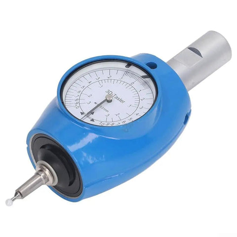 3D Edge Finder With 0.01mm Precision For CNC Milling And EDM XYZ Axis Detector with a dial gauge in a blue aluminum body