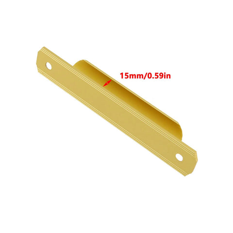 Gold Aluminum Window Sash Lift Handle Set 6 Pieces Finger Pulls, 15mm thick, showing surface mounted design for sash windows and drawers.
