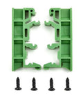 Knockout Slick 35mm Din Rail Mount Adapter Kit For Circuit Boards includes green C45 brackets and mounting screws