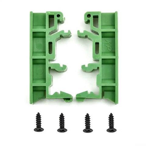 Knockout Slick 35mm Din Rail Mount Adapter Kit For Circuit Boards includes green C45 brackets and mounting screws