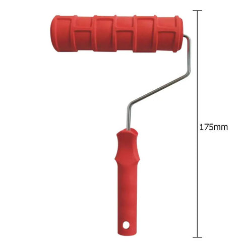 7 Inch Spherical Paint Roller With Grain Pattern Handle And Thick Rubber Head For Poles Pipes And Odd Shaped Walls This Heavy Duty Tool Is A Slick Game Changer For Hassle Free Diy Deck And Home Decor Projects Delivering A Killer Finish Every Time, featuring a red rubber handle and head for easy grip.