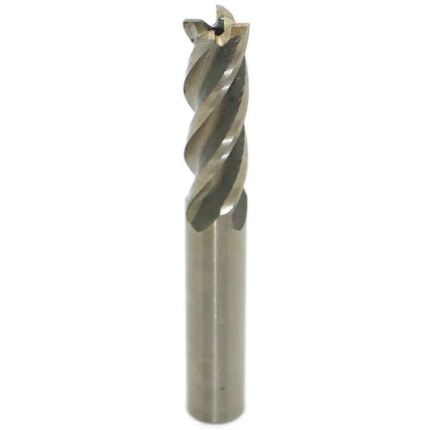 Beast End Mill Cutter For CNC Milling Three Eighths Inch Cutting Diameter, Four Flute Bit shown in front view