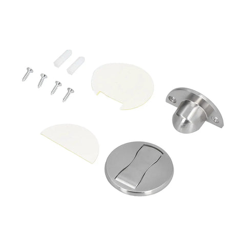 Mingzhe Heavy Duty Stainless Steel Magnetic Door Stop With Rock Strong Magnet For Wall Protection No Drilling Required Easy Install components including stoppers and screws.