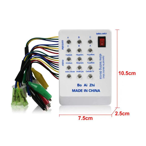 Slick Electric Bike Scooter Brushless Controller Tester Diagnostic Rig Checks 24V 36V 48V 60V 72V Motor Coils Fast 9V Battery Powered, 10.5x7.5x2.5cm.