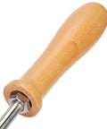 Top Shelf Molding Machine For Smooth Wood Bread And Leather Stamping With Zero Sweat, wooden handle close-up.