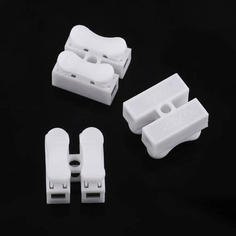 2 Pin Quick Connect Wiring Terminals Kit, 100-Piece Assortment, Easy Snap Splice Connectors shown on black background