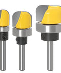 1/4 Inch Shank Bowl And Tray Router Bit Set 3 Pieces Cove Juice Groove Router Bits YG6 Carbide Cutters front view