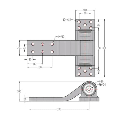 Technical drawing of Rock Solid Heavy Duty Aluminum Hinge For Precision Cabinets And Electrical Boxes, showing dimensions.