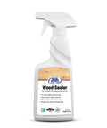 Front view of a 16 oz bottle of Wood Sealer Spray For Outdoor Wood Protection, 16 Oz Hydrophobic Water Repellent Finish For Decks, Fences, And Floors, No Gloss, Long Lasting, Eco Friendly, Safe For Pets And Plants, Made In USA.