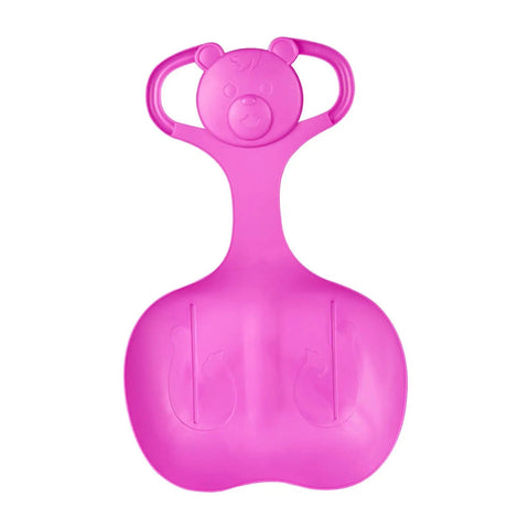 Family Snow Sled For One Person Flexible Cold Resistant PP Toboggan With Comfortable Handle, Rose Red, Single Rider