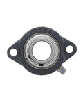 Front view of Two Bolt Flange Bearing Unit SB205-16 Insert Bearing, 1 Inch Shaft Bore, Cast Iron LF205 Housing, 76mm Bolt Center