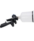Pro Grade HVLP Paint Sprayer Gun With 600 ml Cup and 1.3 mm Nozzle, showing nozzle and cup for detailed spraying