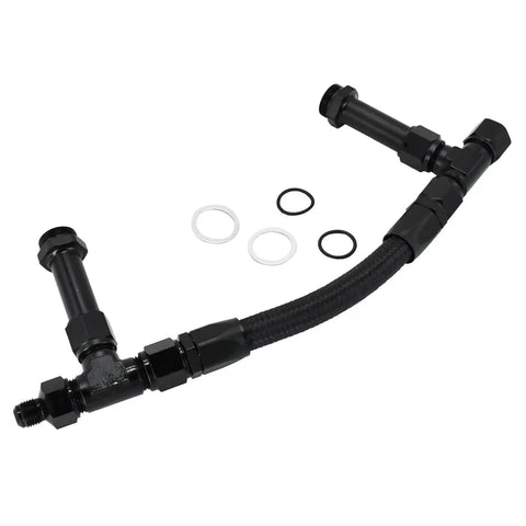 Premium Dual Inlet Fuel Line Kit With 8 An Male Flare Thread And 7/8" Size Built For Holley 4150 Carburetors Super Tough Black Finish That Nails The Look Plus Easy Swap Install For Your Ride, black braided hose and fittings