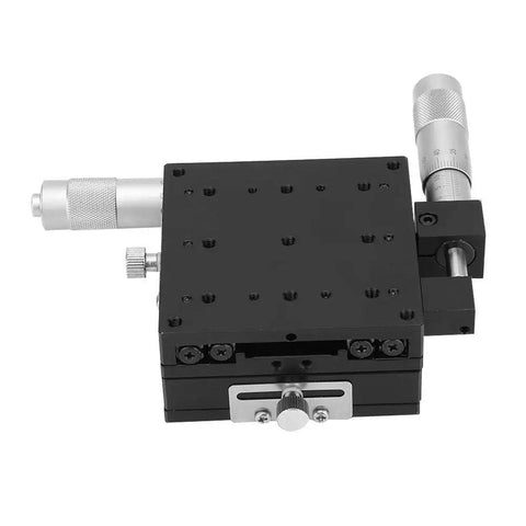 Top view of XY Linear Stage 80x80x40mm With Pro Grade Micrometer Manual Precision Translation Cross Roller Bearing Sliding Table