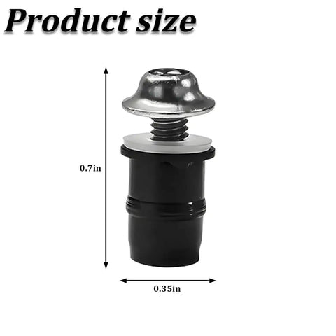 Dimensions of Aluminum M5 Motorcycle Windshield Bolts Kit component, 0.7in height, 0.35in width, titanium tone finish.