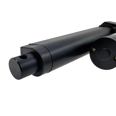 Heavy Duty Linear Actuator Motor DC 12V 24V Smooth Stroke close-up of sturdy black design for industrial automation use.