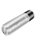 Badass Round Water Cooled Spindle Motor With Killer Cooling And Hella Durable Metal Body No Sweat Overheating For Rip Thru Wood Or Metal On Your Cnc Router Or Milling Machine At 7 Point 5 Kw 220 Volt Operation, shown from an angled view.