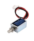 Open Frame Actuator Door Lock With Popup Solenoid, Tiny But Mighty Electromagnetic Lock For Cabinets And Doors, Compact 20.5 By 11 By 10 Mm, 5 To 12V DC, 2 To 5 Mm Stroke, Silver Blue Finish, wired