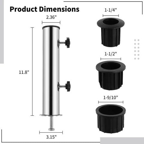 Outdoor Garden And Backyard Umbrella Mount Kit With Universal Tube Bracket And Stainless Steel Parasol Base Holder, Durable Umbrella Stand Tube Set Built To Last For All Weather And Rust Resistance