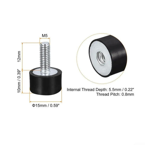 Heavy Duty Vibration Isolator Mounts M5 for Industrial Equipment Durable Rubber Shock Absorbers for Air Compressors Pumps Motors and Generators Reduce Vibration and Noise Secure Mounting for Welding and Pump Systems, M5 15mm rubber mount