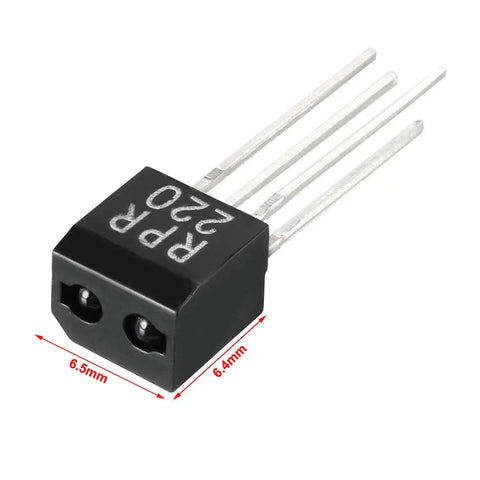 5 Pack RPR220 Photoelectric Switch Reflective Optical Coupling Sensor 4 Pin With 1 To 13mm Detection Range, black, labeled RPR220
