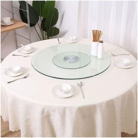 Tempered Glass Lazy Susan Turntable For Dining Table Go To Rotating Serving Tray 39 Inch Centerpiece Transparent Glass Plate