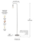 Holden 70 Inch Floor Lamp in Brushed Steel with Inline On Off Foot Switch Industrial Minimalist Lighting for Living Rooms