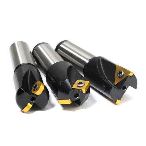 Beefy Pro Grade End Mill Set With 3 Carbide Mills Including 45 Degree, 90 Degree And 3/16R, 3/4 Inch Shank And 1 Inch Head