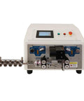 Workhorse Automatic Wire Cutting And Stripping System Handles Two To Four Conductor Cable With Smart Touch Panel and control knobs.