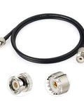 UHF Female SO239 To BNC Male Adapter Cable Pro Grade For 50 Ohm RG58 Coax, 3 Feet, connectors detail view